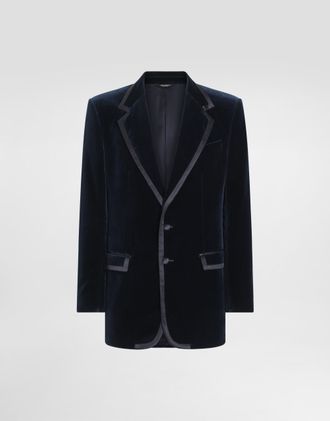 Dolce & Gabbana Sicilia Single-breasted Tuxedo Jacket In Velvet - Man Suits And Blazers Blue 58