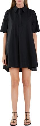 English Factory Trapeze Cotton Shirtdress in Black at Nordstrom, Size Small