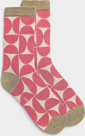 Simons Womens Contrast geometry socks
