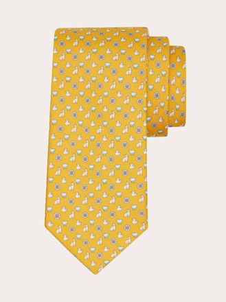 Ferragamo Uomo Cravatta in seta stampa Charm Giallo