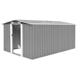 Berkfield Home Garden Shed 257x392x181 cm Metal Grey | Size: 257 x 392 x 181 cm
