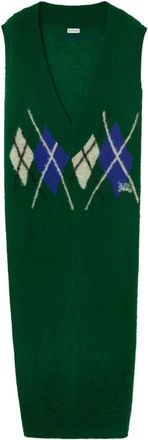 Burberry argyle-intarsia wool maxi dress - women - Wool - M - Green