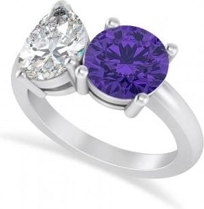 Allurez Round/Pear Diamond & Tanzanite Toi et Moi Ring Platinum (4.00ct)