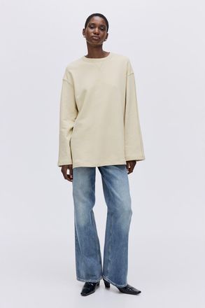 H&M Text-motif Sweatshirt in Light Yellow/Atelier at Nordstrom, Size Xx-Small