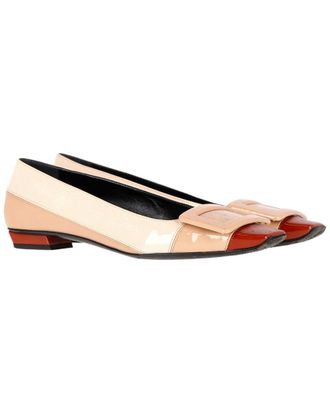 Roger Vivier Womens Patent Leather Belle Vivier Buckle Flat (Authentic Pre- Loved)