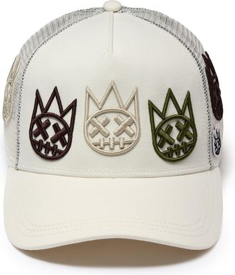 Cult of Individuality Mesh Back Trucker Hat Multi Logo In Winter White