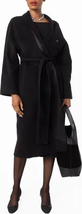 Ferragamo Belted Wrap Wool Coat, Brand Size 44 ( US Size 10 )