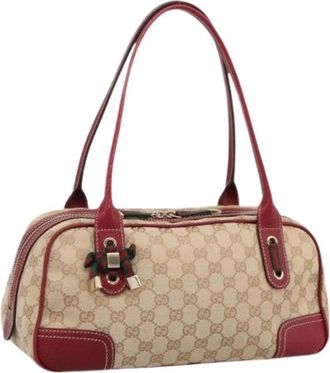 Gucci Pre-owned Vintage GG Canvas Schoudertas - Dames - Vintage Schoudertas - Beige - ONE Size - Leer - Vintage