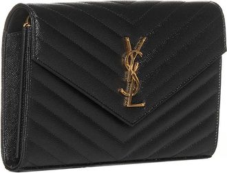 Saint Laurent Womens Chain Pouch Cassandre Black Calfskin Leather