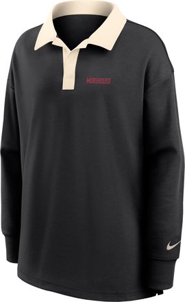 Nike Womens College (Morehouse College) Oversized Long-Sleeve Polo in Black | ZW050EMORE26-BNA
