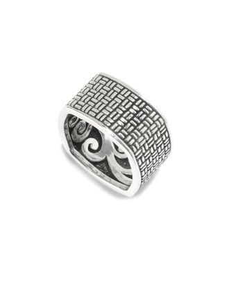 Samuel B. Imperial Mens Silver Boxstitch Square Ring