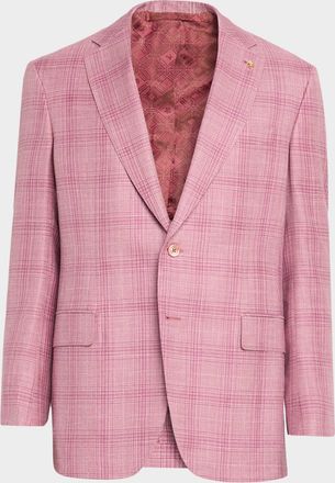 Stefano Ricci Men & apos;s Wool, Silk and Linen Tonal Plaid Sport Coat