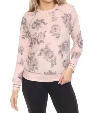 PJ Salvage La Vie En Rose Long Sleeve Lounge Top In Pink Clay