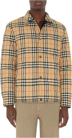 Burberry Jassen, Heren, Beige, S, Katoen, Reversible Check Quilted Jacket