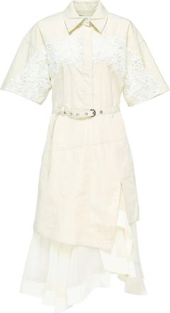 3.1 Phillip Lim lace-panel belted shirt dress - Neutrals
