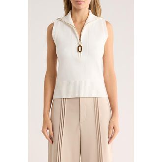 By Design Johanna Sleeveless Zip Front Top in Cloud Dancer at Nordstrom Rack, Size X-Large
