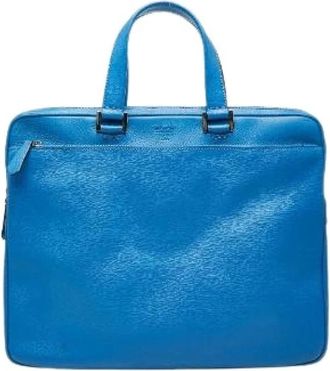 Fendi Pre-owned Handbags, male, Blue, Size: ONE SIZE Pre-owned Leather Briefcase
