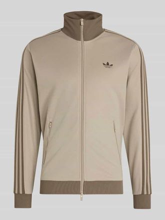 adidas Originals Slim Fit Sweatjacke aus Baumwoll-Mix mit Stehkragen in Sand, Gr&ouml;&szlig;e XXL