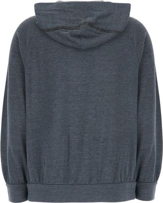 Brunello Cucinelli Womens Hooded Sweatshirt Grey Cotton Silk Blend Sweatshirts Sweater