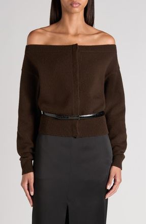 Tom Ford Off the Shoulder Cashmere Cardigan in Chocolate Torte at Nordstrom, Size X-Large