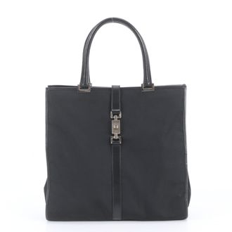 Gucci Black Leather Nylon Handbag Shoulder Bag Tote Bag (Pre-Owned)
