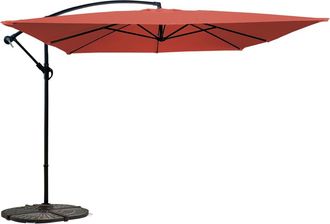 Oviala Sombrilla voladiza de 3 x 3 m con 4 bases lastradas color terracota