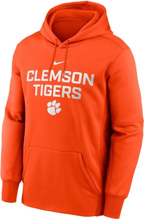 Nike Mens Clemson Team Stacked Mens Nike Therma College Pullover Hoodie in Orange | NKAQ89MCLN-DQE