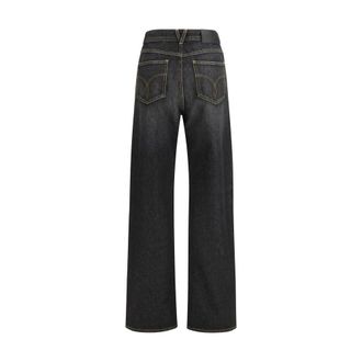 Versace Womens Black Cotton Straight-Leg Jeans Clothing