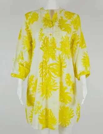 La Plage Womens Burst Floral Vineyard Mini Dress In White Chartreuse