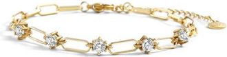 Mint & Lily Paperclip Bracelet with Gemstone Accents in April Diamond /7.5 at Nordstrom