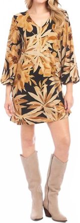 Karen Kane Blouson Sleeve V-Neck Dress In Print