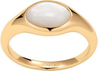 Made by Mary Mother of Pearl Signet Ring in Gold Vermeil at Nordstrom, Size 10