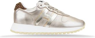 Hogan Leren Veterschoenen met Dierenprint - Dames - Sneakers - Geel - 36 EU - Su&egrave;de - Schoenen