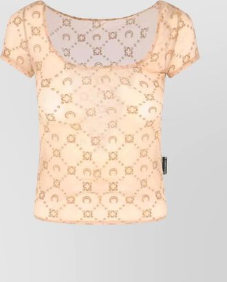 Marine Serre sheer floral scoop neck top