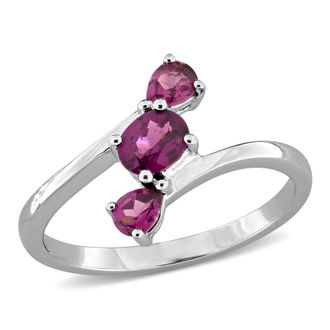 Mimi & Max Multi-Gem Three Stone Bypass Ring Sterling Silver