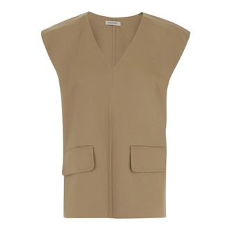 By Malene Birger Beige Wool Vest Deep V-neck