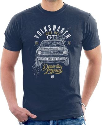 Volkswagen Golf GTI Drive The Legend Mens T-Shirt Navy Blue