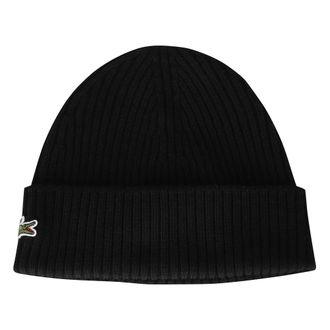 Lacoste Geribbelde muts van geborstelde wol - Heren - Accessoires - Zwart - Maat: ONE Size Wol