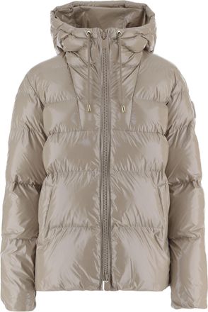 Pinko Beige Hooded Quilted Nylon Down Jacket