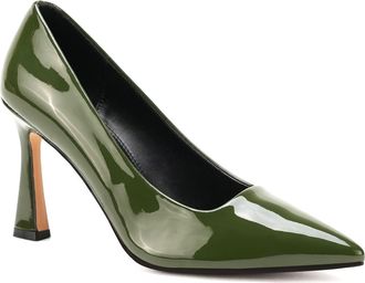 Unze Women IGRAINE Slip-On Style Court Shoes UK Size 3-8 Green