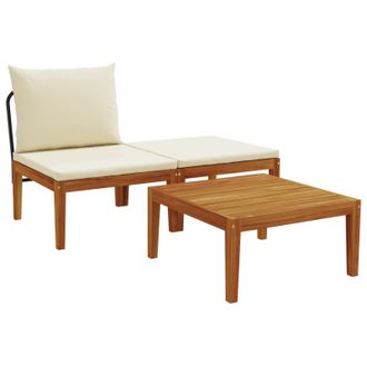 vidaXL 3 Uds. Conjunto De Jard&iacute;n Con Cojines Natural Vidaxl