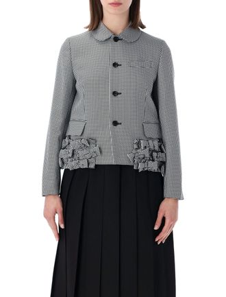 Comme Des Gar&ccedil;ons Houndstooth Structured Hem Bows Jacket