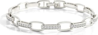 Mint & Lily Interlinked Cubic Zirconia Paperclip Bracelet in Silver at Nordstrom, Size 7