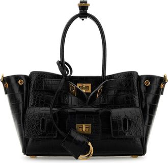 Balenciaga Black Leather Carry All Bel Air Shopping Bag