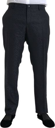 Dolce & Gabbana Blue Brocade Wool Skinny Men Dress Mens Pants