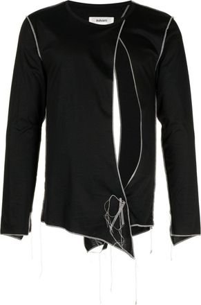 Sulvam cut-out detail cotton T-shirt - unisex - Cotton - L - Black