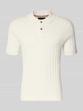 Christian Berg Slim Fit Poloshirt in Strick-Optik in Offwhite, Gr&ouml;&szlig;e 3XL