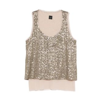 Pinko Bollicine Tank Top - female - PINKO - Sleeveless Tops - Yellow - XS - Tops