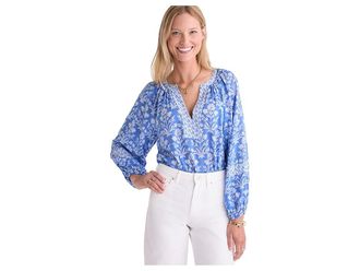 Vineyard Vines Emilia Top Womens Blouse Floral Breaker Blue : LG, Cotton/Modal