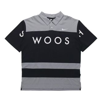 Nike Sportswear Swoosh Logo Printing Contrasting Colors Loose Polo Shirt Black DJ5370-010